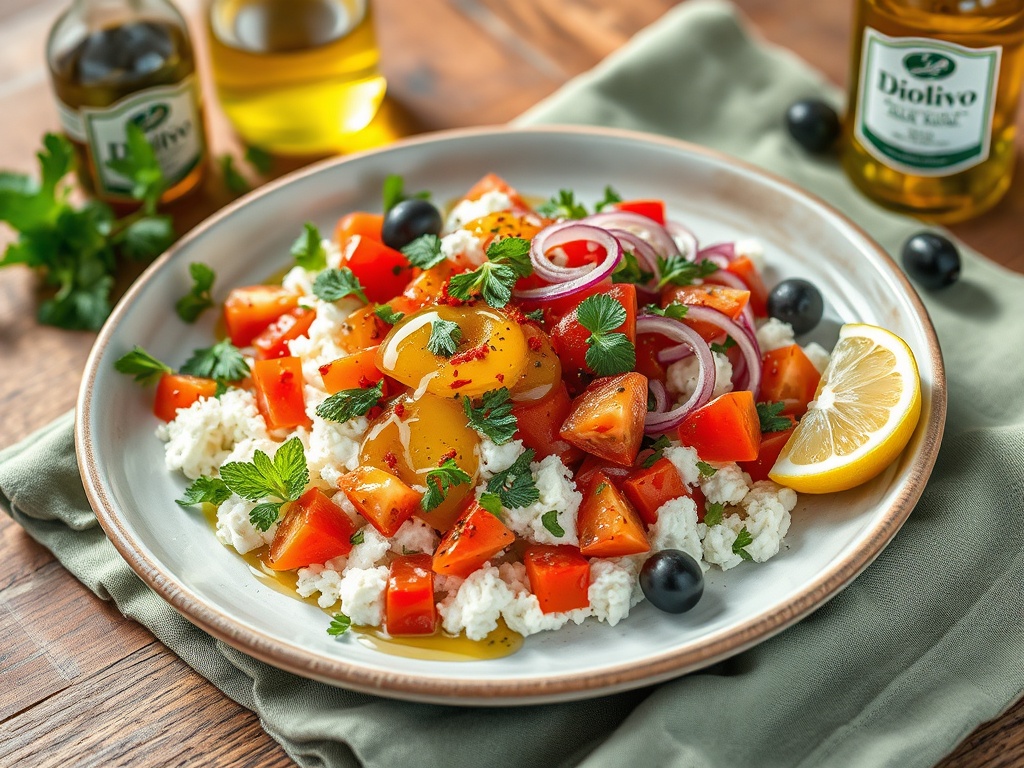 Zeytinyağlı Lor Salatası Tarifi — Taze Otlar ve Premium Zeytinyağıyla Hafif & Besleyici