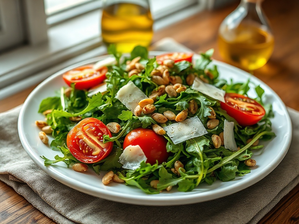 Zeytinyağlı Roka Salatası Tarifi — Limon Soslu, Parmesan Kıyımlı Akdeniz Usulü