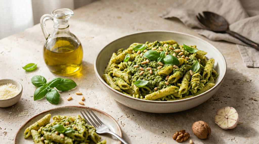 Pesto Soslu Makarna Tarifi