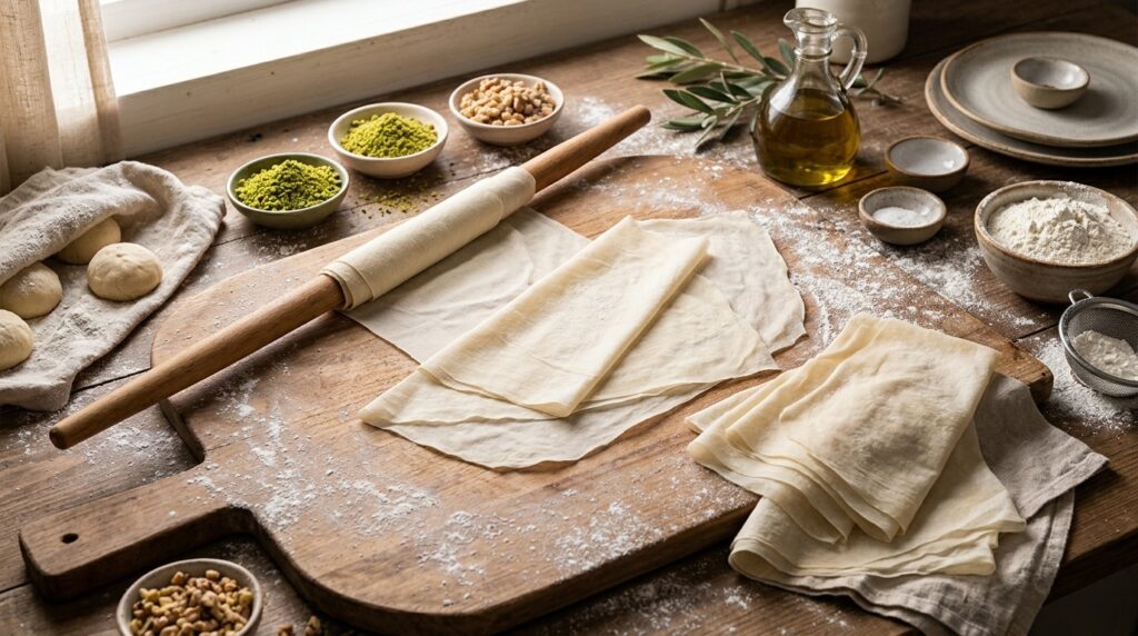 Baklava Hamuru Tarifi: Ev Yapımı İnce Açma Yöntemi