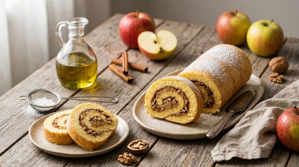 Elmalı Rulo Kek: Yumuşak Pandispanya ve Sulu Dolgu