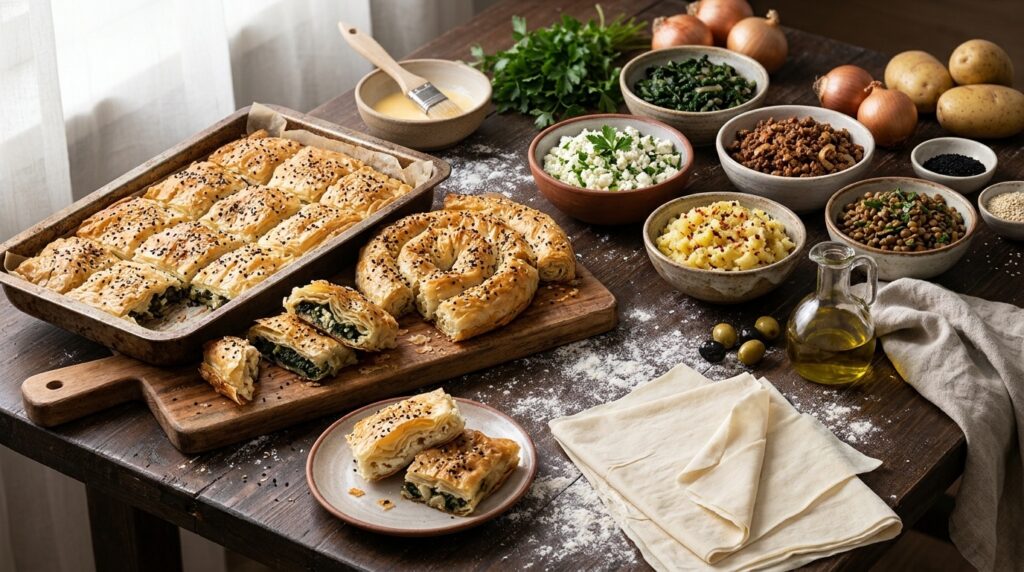 Hazır Yufkadan Börek: 5 Farkli Ic Malzeme ve Pisirim Tablosu