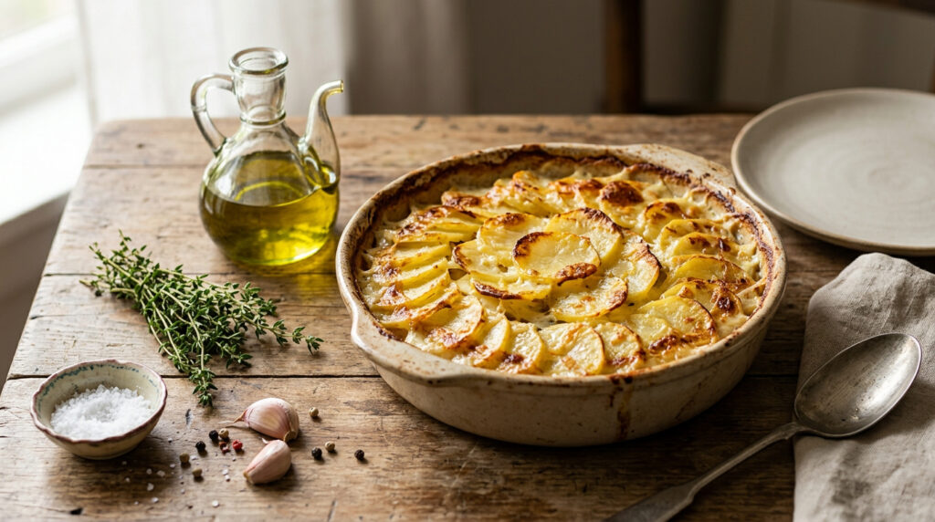 Patates Graten: Kremali Firinda Dilimli Patates Tarifi