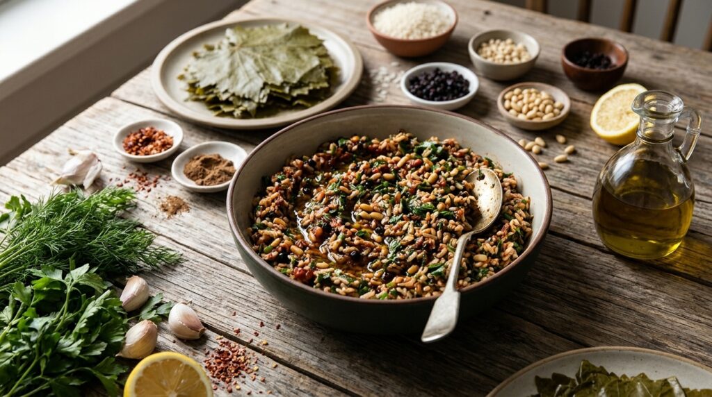 Sarma İçi Tarifi: Pirinç ve Baharatla Geleneksel Harcı