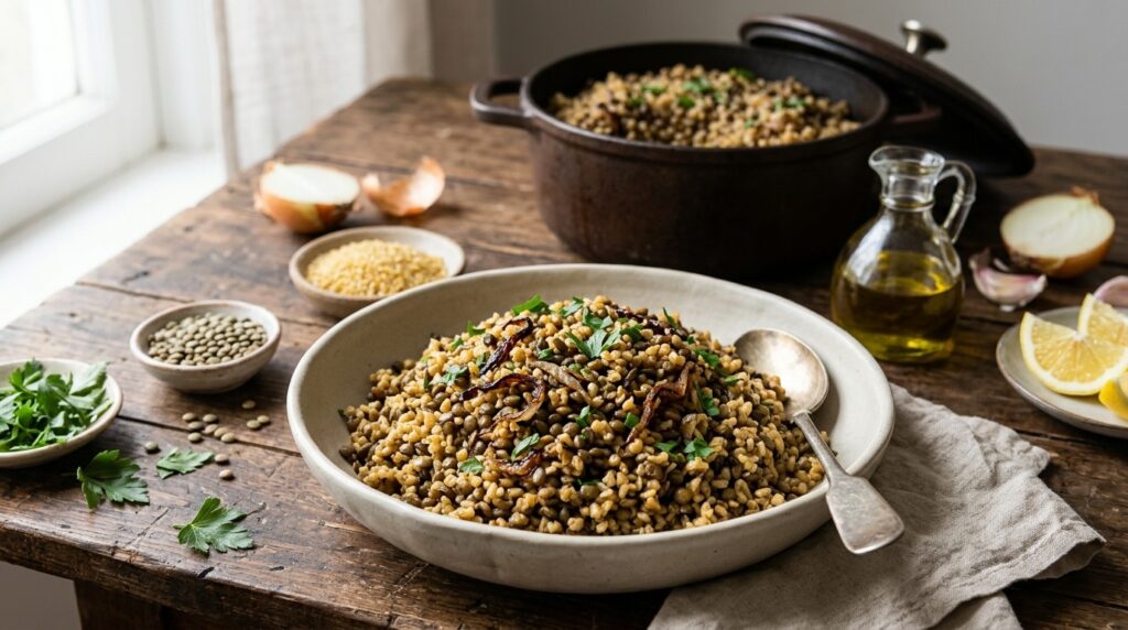 Yeşil Mercimekli Bulgur Pilavı: Tek Tencerede 30 Dakika