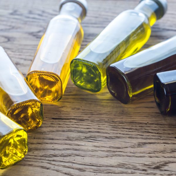Bottles with different kinds of vegetable oil